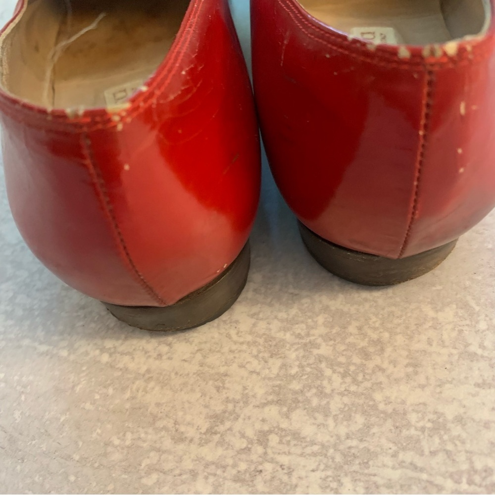 Gucci Vintage Rare Fine Red Shiny Patent Leather Bow Front Pointy loafers - Picture 12 of 16